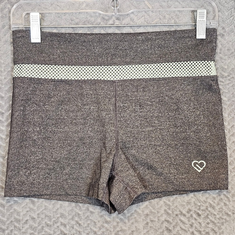 Gymcore Sporty Workout Gray Space Dye Mesh Inset Athletic Shorts D7228 Size M